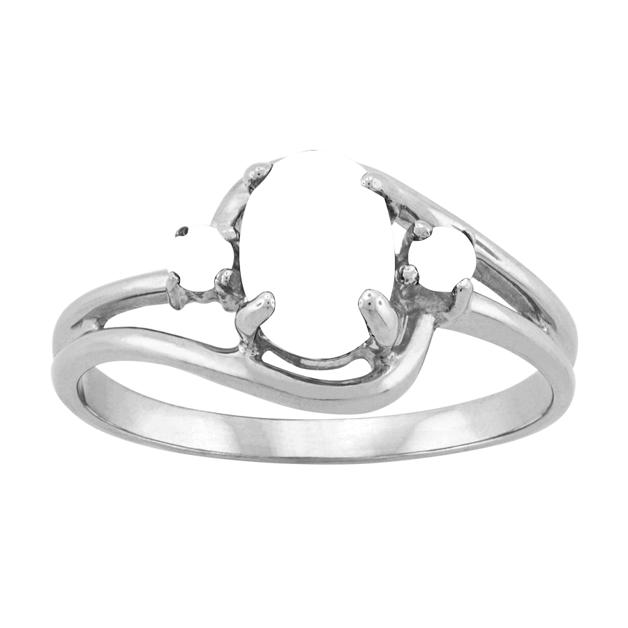 Oval Gemstone Swirl Bypass Ring (3 Stones)