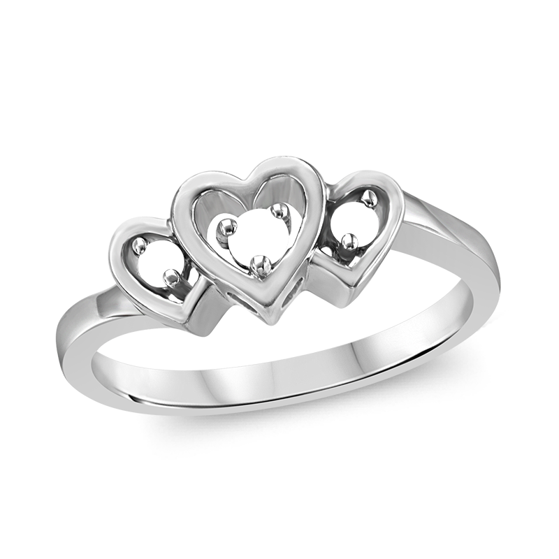 Mother's Birthstone Triple Tiered Hearts Ring (3 Stones) | Peoples