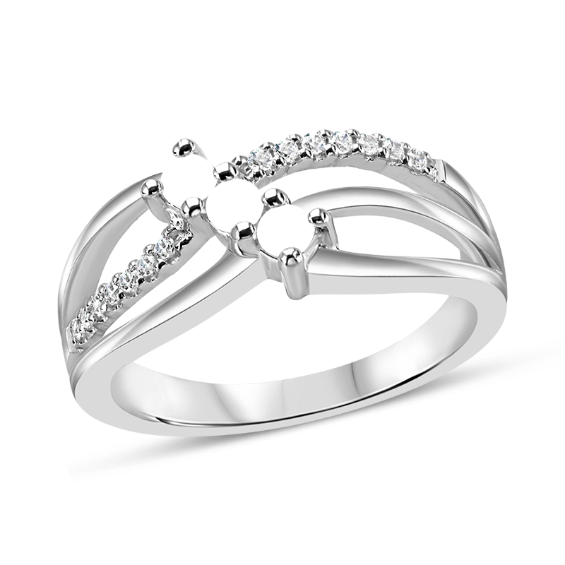 Mother's Birthstone and 1/10 CT. T.W. Diamond Crossover Ring (3-8