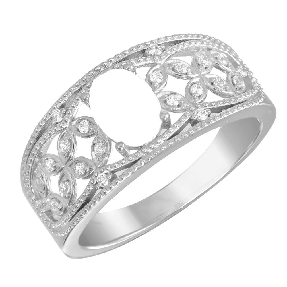 Oval Birthstone and 0.11 CT. T.W. Diamond Beaded Filigree