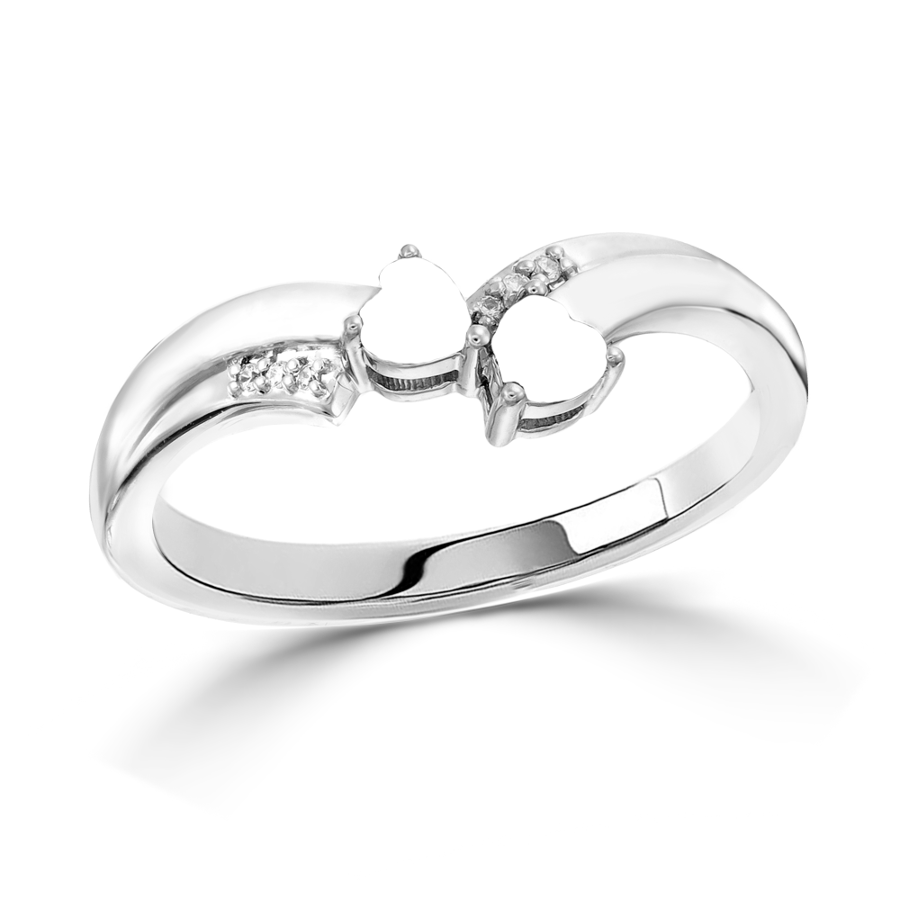 Heart-Shaped Gemstone and Diamond Accent Engravable Contour Ring