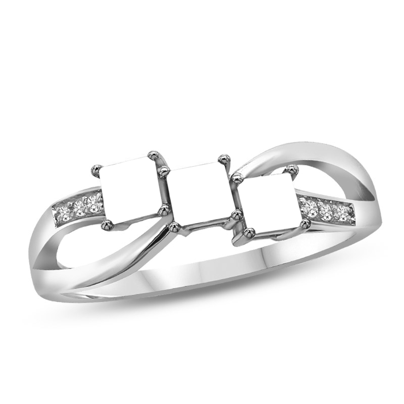 Princess cut diamond ring 2025 with black diamond accents