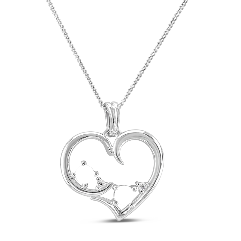 Mother's Birthstone and Diamond Accent Heart Pendant (2-7 Stones