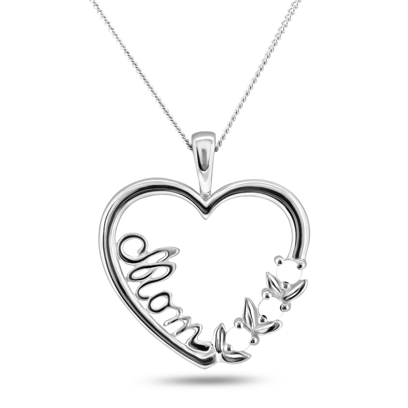 mom heart necklace with birthstones