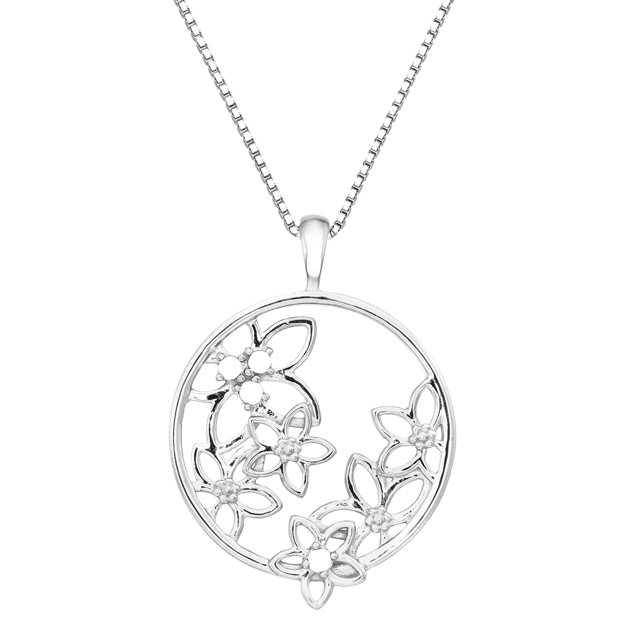 Mother's Gemstone Floral Circle Pendant (4-8 Stones) | Peoples